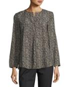 Long-sleeve Silk Georgeette Top