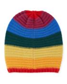 Rainbow Knit Cashmere Rapper Hat