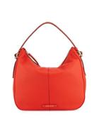 Iris Large Leather Hobo Bag, Citrus Red
