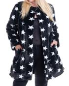 Plus Size Star Print Faux-fur Coat