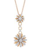Two-tone 18k Diamond Double-flower Pendant Necklace