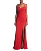 Sleeveless Ruched Evening Gown