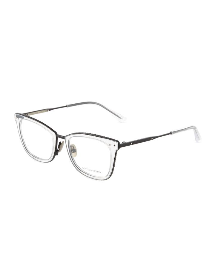 Square Metal/transparent Acetate Optical Glasses