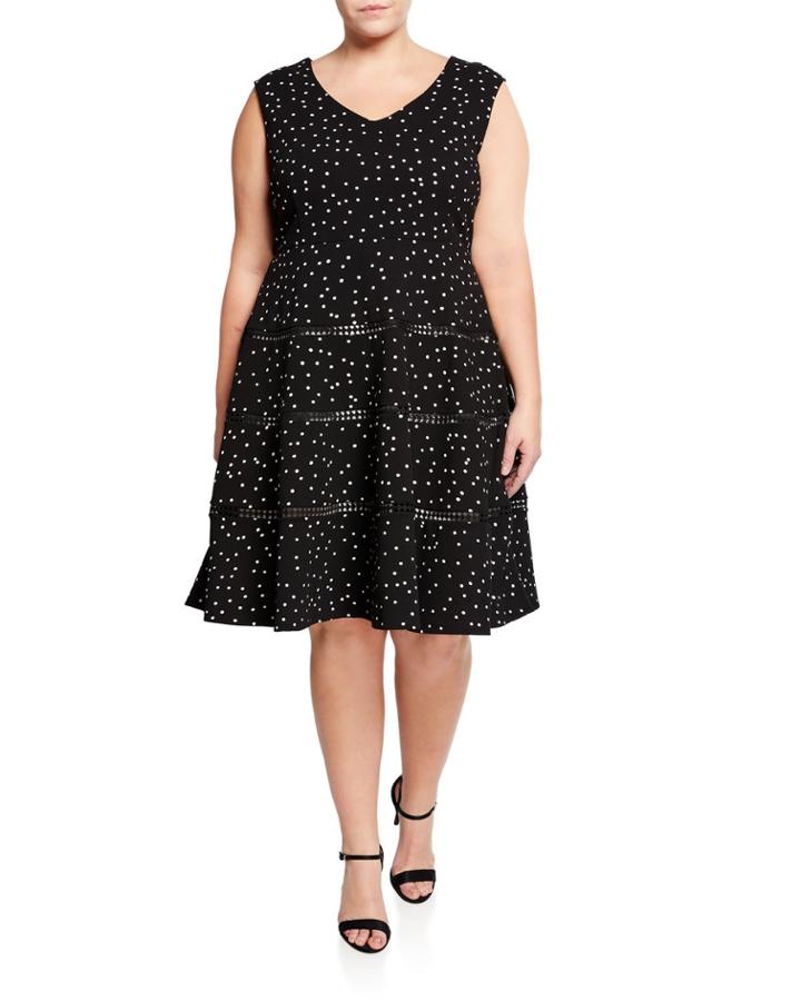 Sleeveless Polka Dot Fit-&-flare Dress