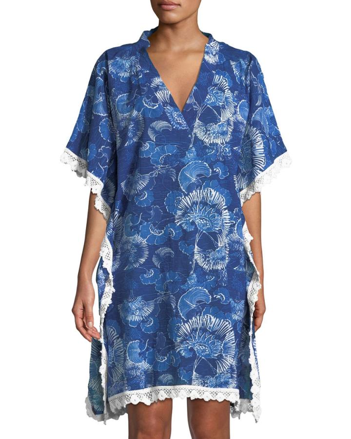 Noosa Magnolia-print Kaftan Dress W/
