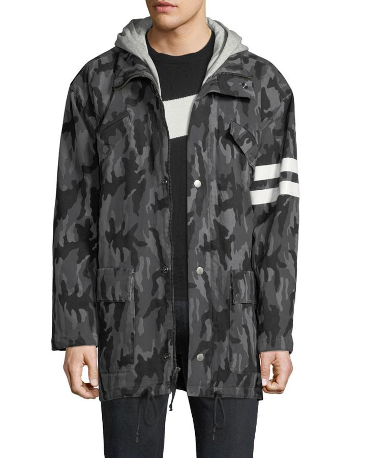 Men's Hooded Camo Parka Jacket