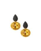 Black Spinel & Citrine Snowman Earrings