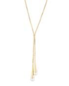Double-drop Pearly Y-necklace