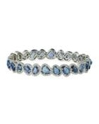 18k White Gold Rose-cut Sapphire & Diamond Bangle Bracelet,