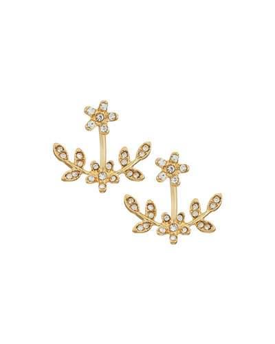 Pave Crystal Leaf Jacket Earrings