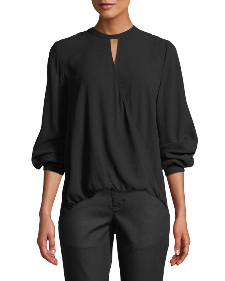 Overlap-front Silk Crepe Blouse