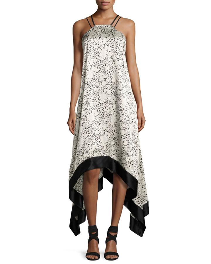 Somiya Sleeveless Handkerchief-hem Dress, Black/white