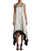 Somiya Sleeveless Handkerchief-hem Dress, Black/white