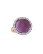 Round 18k Amethyst & Diamond Ring,