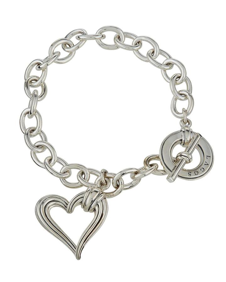 Fluted Heart Charm Bracelet