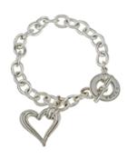 Fluted Heart Charm Bracelet