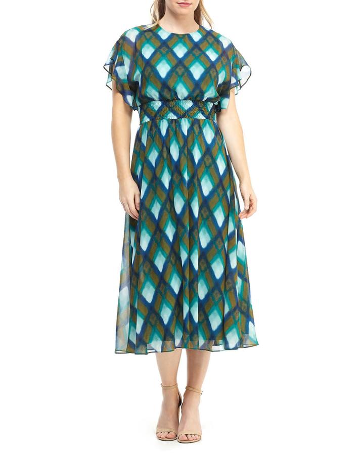 Diamond Plaid Chiffon Dress