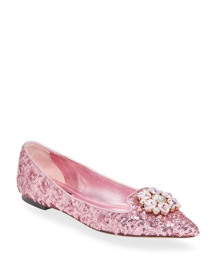 Jeweled Sequin Ballerina Flats