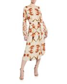 Fringed Tulips Print Bishop-sleeve