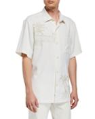Men's Las Playa Palms Embroidered Silk Camp