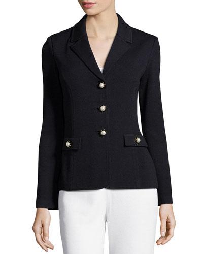 Santana Embellished Three-button Blazer, Black