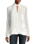 Elastia Floral-flocked Blouse