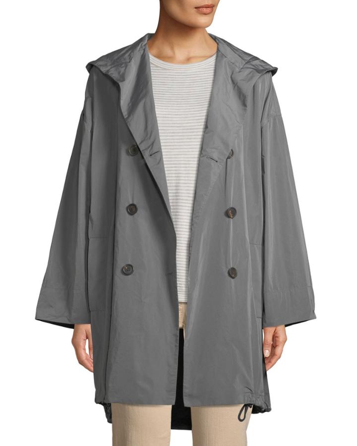 Taffeta Double-breasted Trench Coat