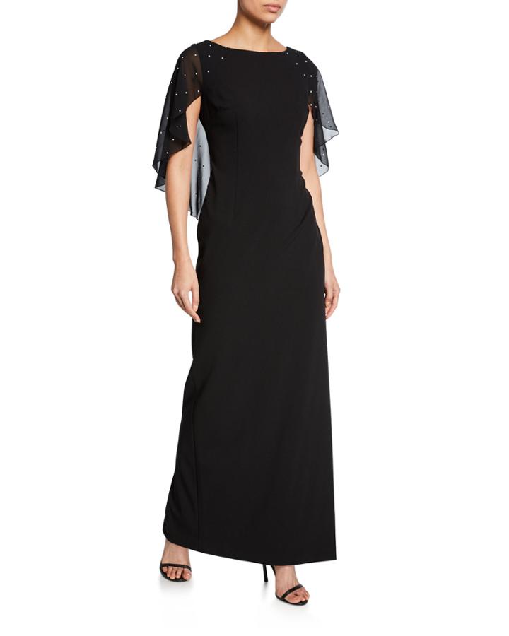 Pearly Caplet Column Gown