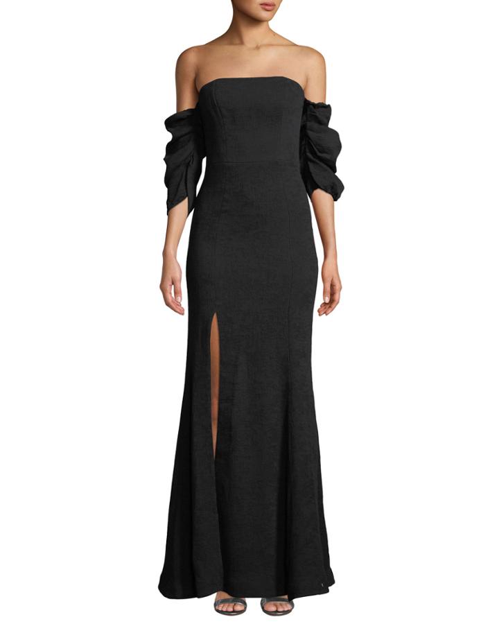 Lift Me Off-the-shoulder Ruched-sleeve Gown