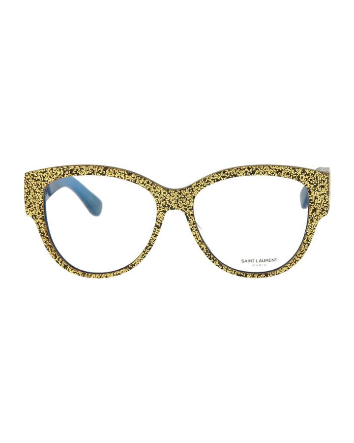 Oversized Round Glittery Acetate Optical Glasses