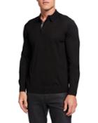 Men's Wool-blend Long-sleeve Polo