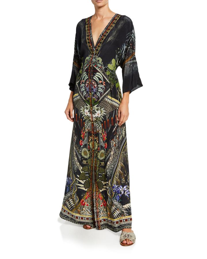 Printed Button-up Dress With