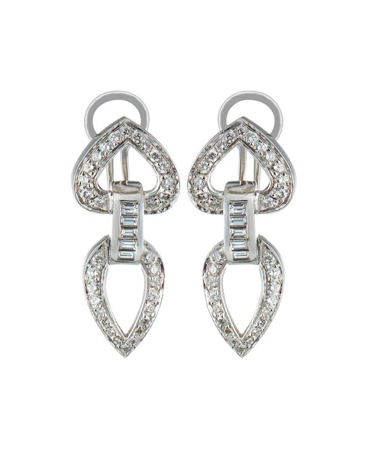 18k White Gold Diamond Door Knocker Earrings