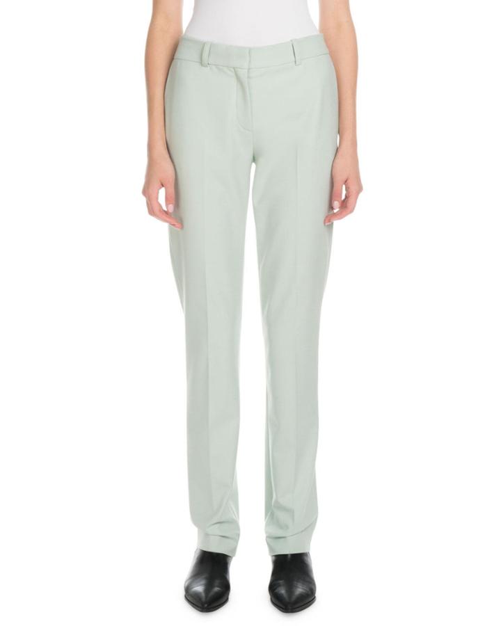 Mid-rise Slim Straight-leg Stretch-wool Pants