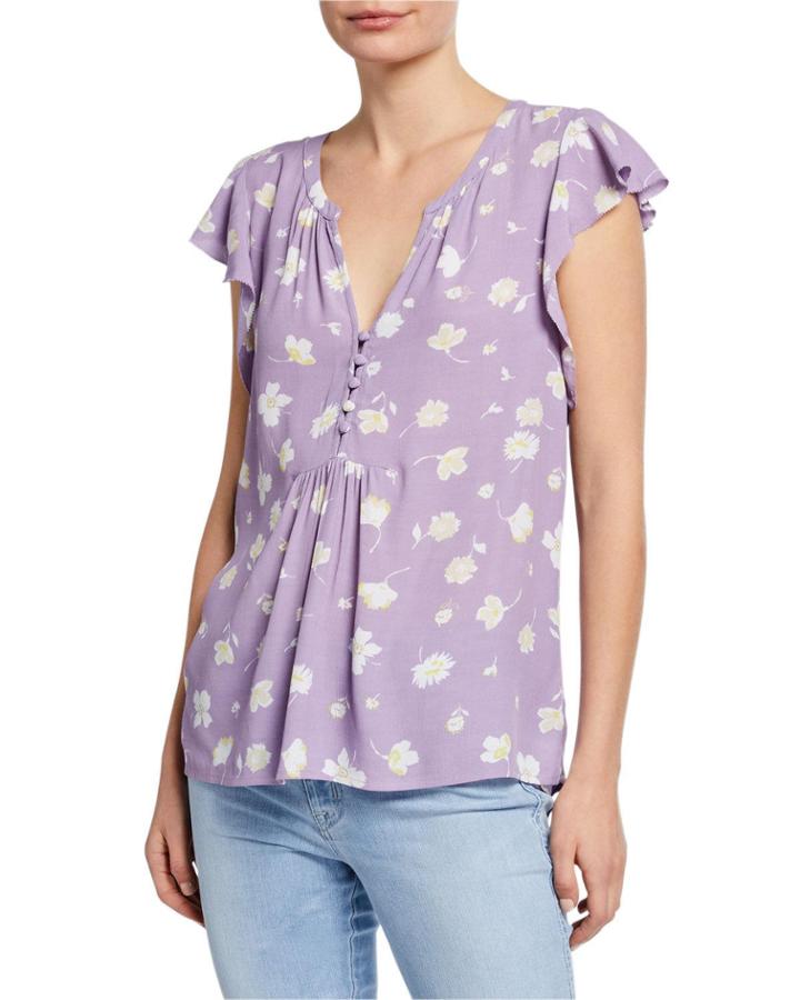 Paloma Floral Flutter-sleeve Top