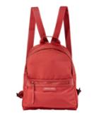 Zip-top Nylon Backpack, Red