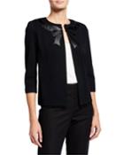 Santana Knit Wool-blend Faux-leather Bow Jacket