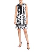 Floral Split V-neck Flounce Dress