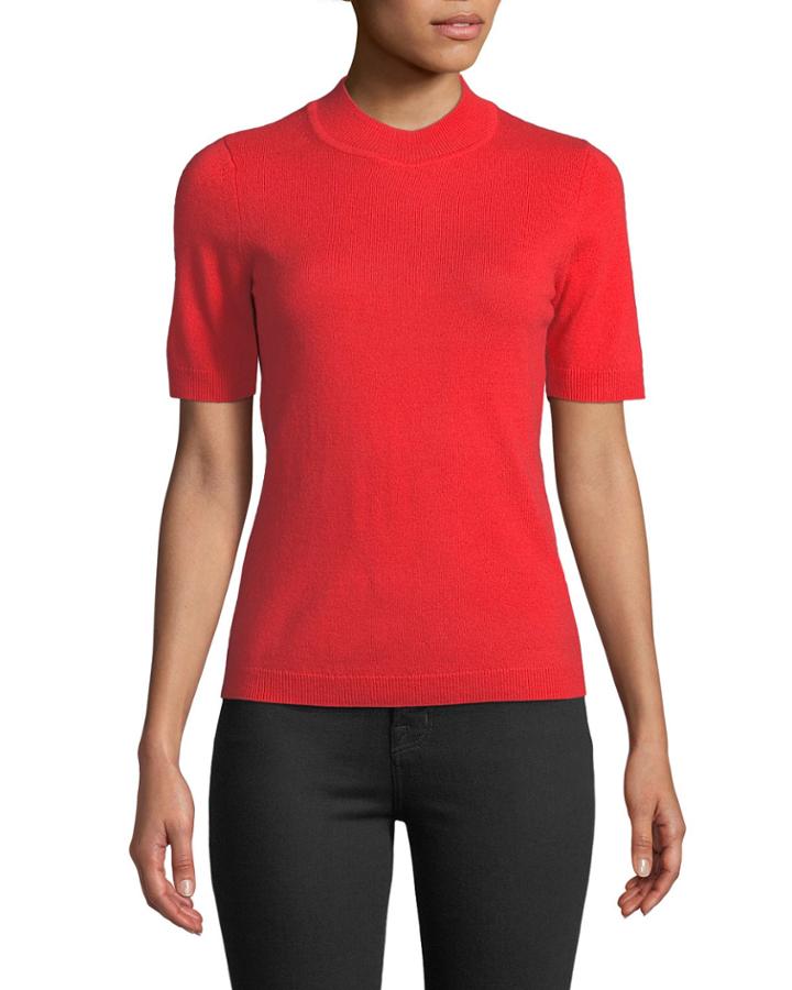 Half-sleeve Mock-neck