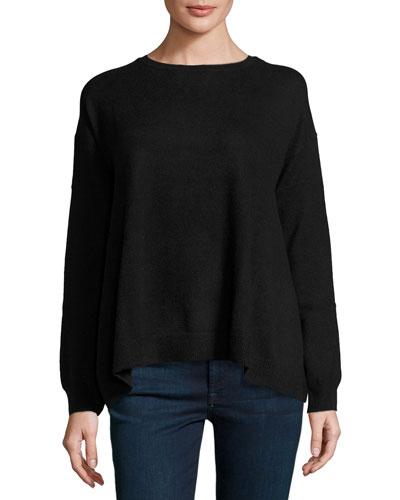 Reversible Cashmere Sweater, Black/fog