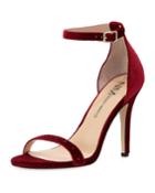 Baicho High-heel Velvet Sandals, Burgundy