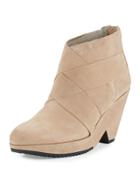 Dream Leather Wedge Bootie, Earth
