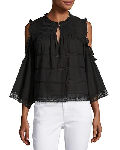 Cold-shoulder Pintucked Blouse
