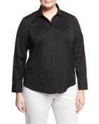 Cera Long-sleeve Button Blouse, Black,