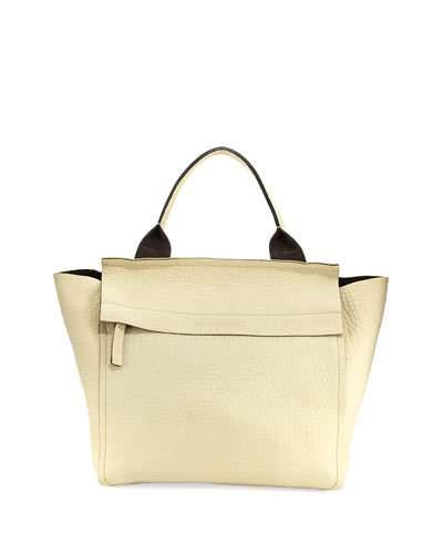 Bubble Leather Mini Handbag, Cream