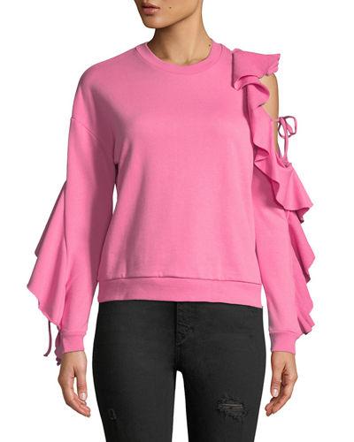 Ruffle-sleeve Cold-shoulder