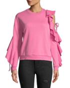 Ruffle-sleeve Cold-shoulder
