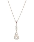 Mauresque 18k White Gold Pave Diamond Pendant Necklace