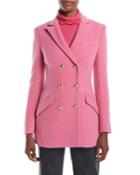 Double-breasted Boiled Wool-blend Evening Jacket W/ Golden Buttons