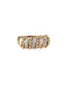 Estate 18k Yellow Gold Diamond & Bead Ring,